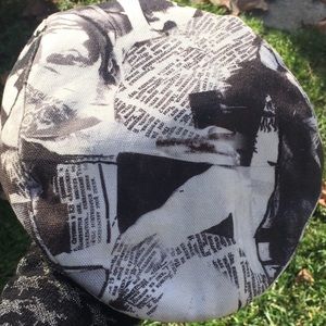 very rare Dior iconic galliano newspaper print cap